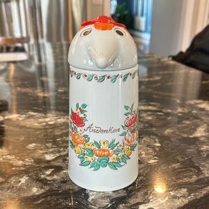 Colorful Ceramic Canister with Floral Design